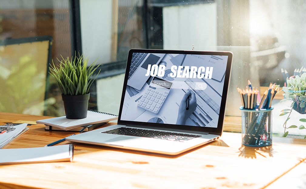 Laptop being used to do a job search